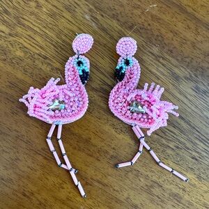 Flamingo beaded earrings